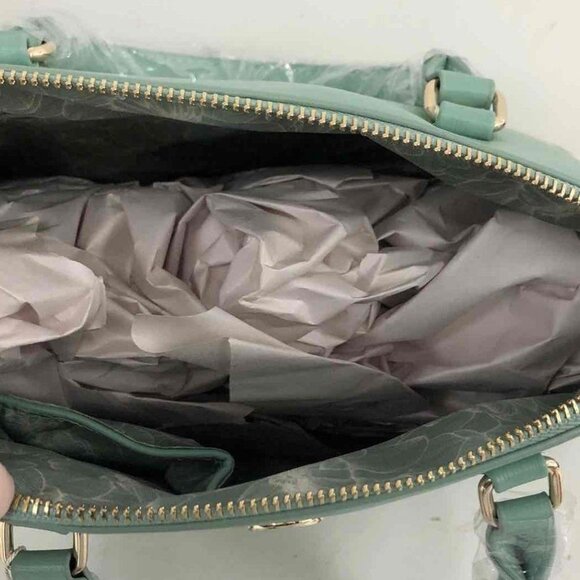 NWT Jessica Moore Floral Lined Satchel Sage w/Dustbag - Picture 3 of 6